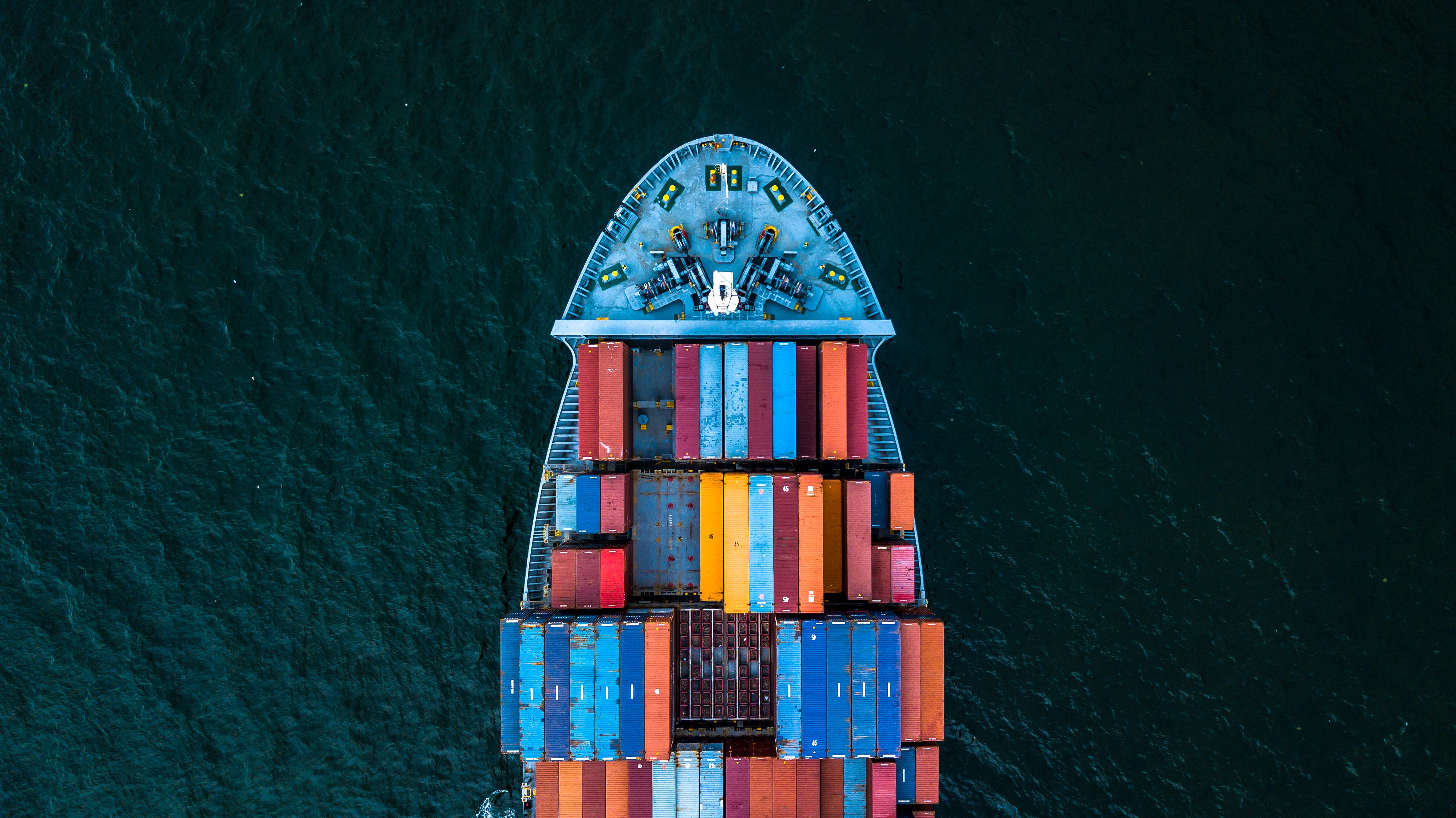 Containers on a container ship