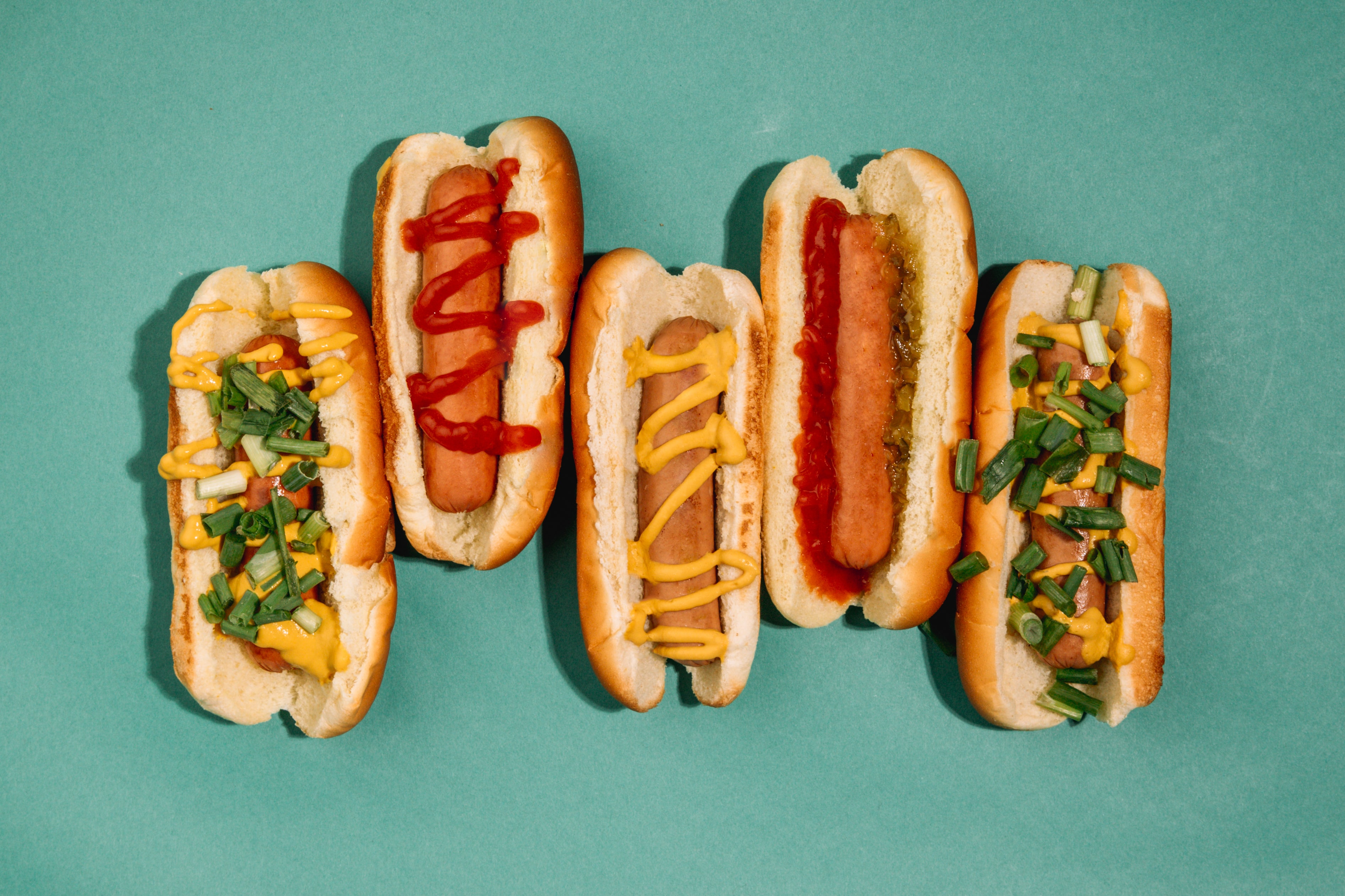 Different variations of hotdogs